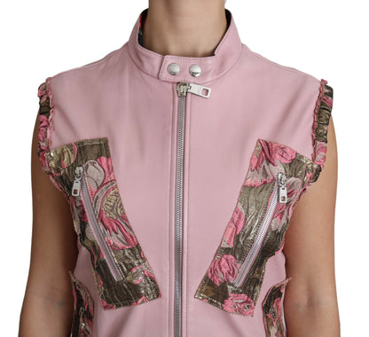  - Stunning Pink Sleeveless Leather Vest