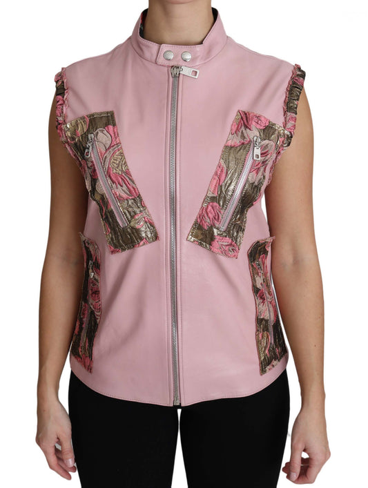  - Stunning Pink Sleeveless Leather Vest