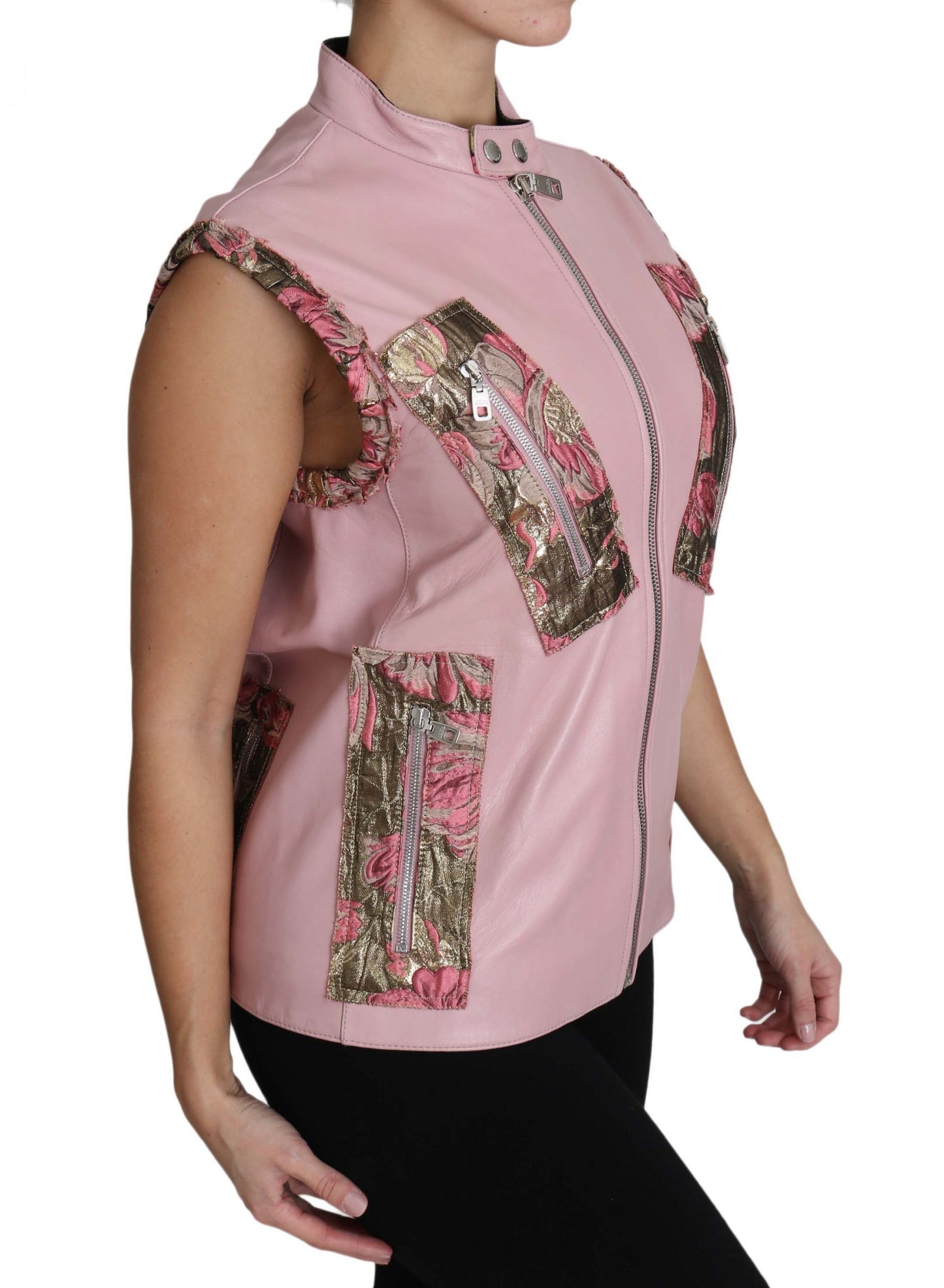  - Stunning Pink Sleeveless Leather Vest