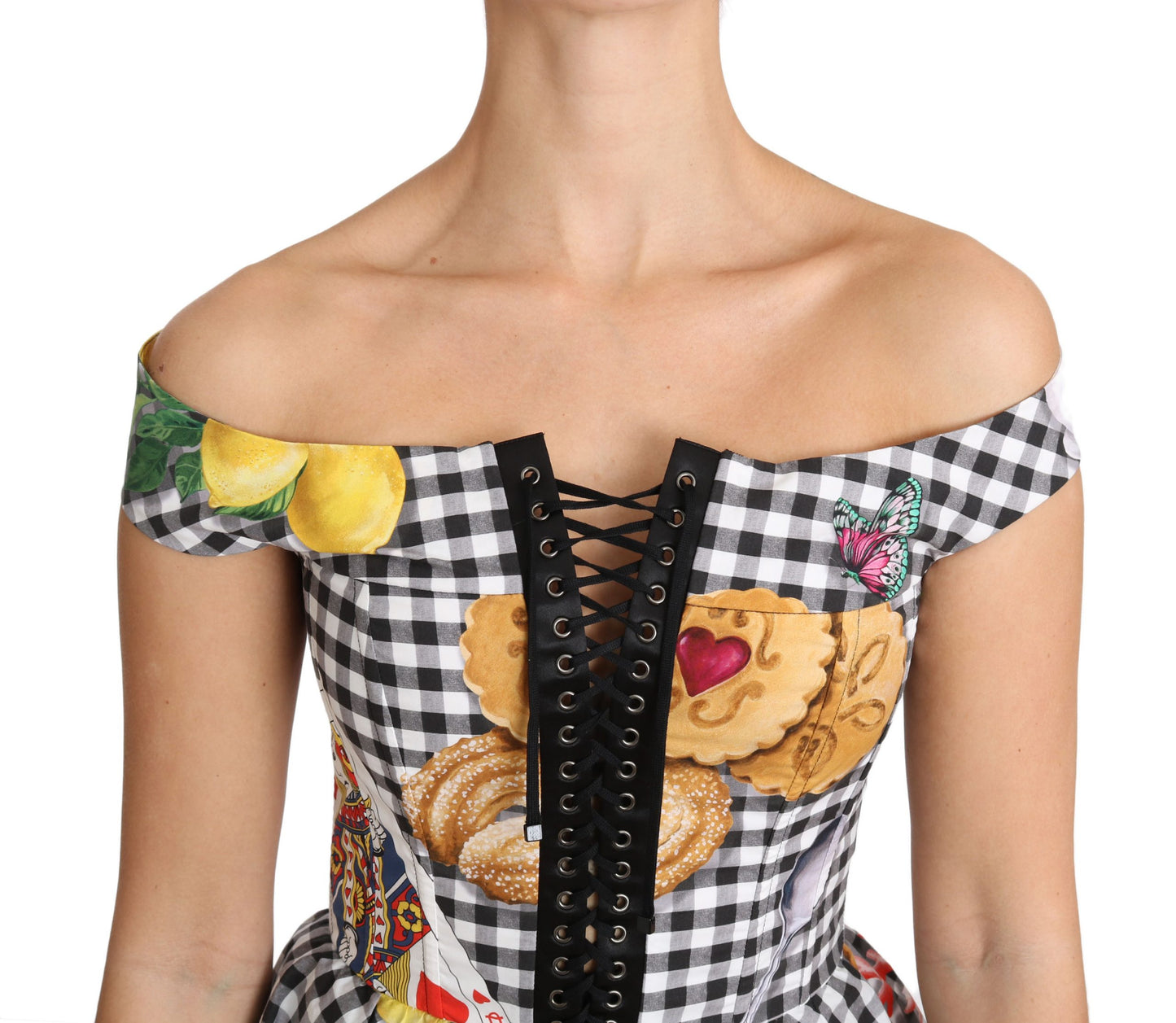  - Chic Checkered Corset Top Blouse