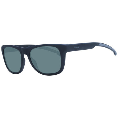Hugo Boss Black Men Sunglasses – Black Rectangle Frame with Green Polarized Lenses, 54mm