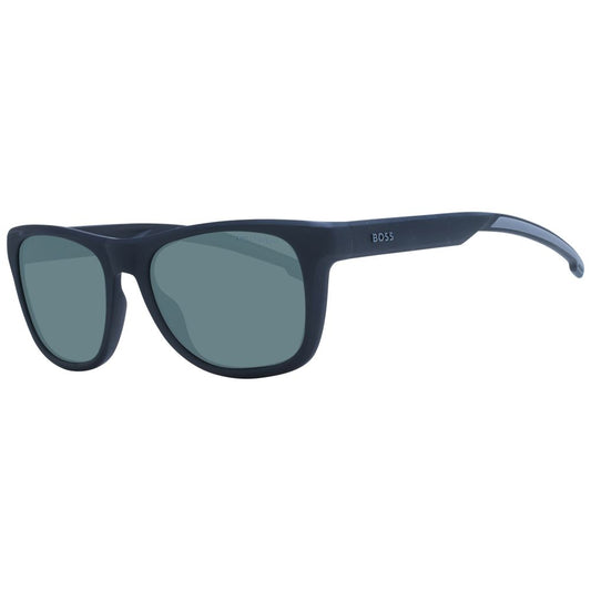 Hugo Boss Black Men Sunglasses – Black Rectangle Frame with Green Polarized Lenses, 54mm