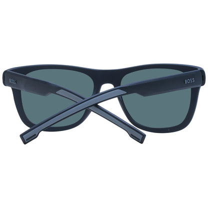 Hugo Boss Black Men Sunglasses – Black Rectangle Frame with Green Polarized Lenses, 54mm