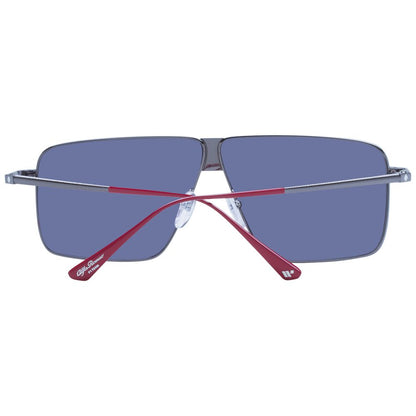 Web Gray Men’s Sunglasses – Gunmetal Rectangle Frame with Grey Lenses, 64mm
