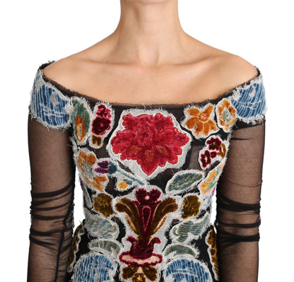  - Elegant Floral Applique Long Sleeve Top