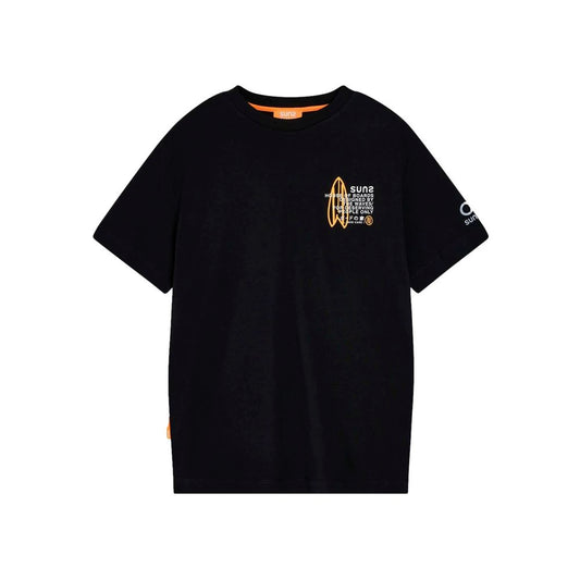 Suns Black Cotton T-Shirt with Graphic Prints