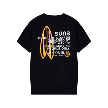Suns Black Cotton T-Shirt with Graphic Prints