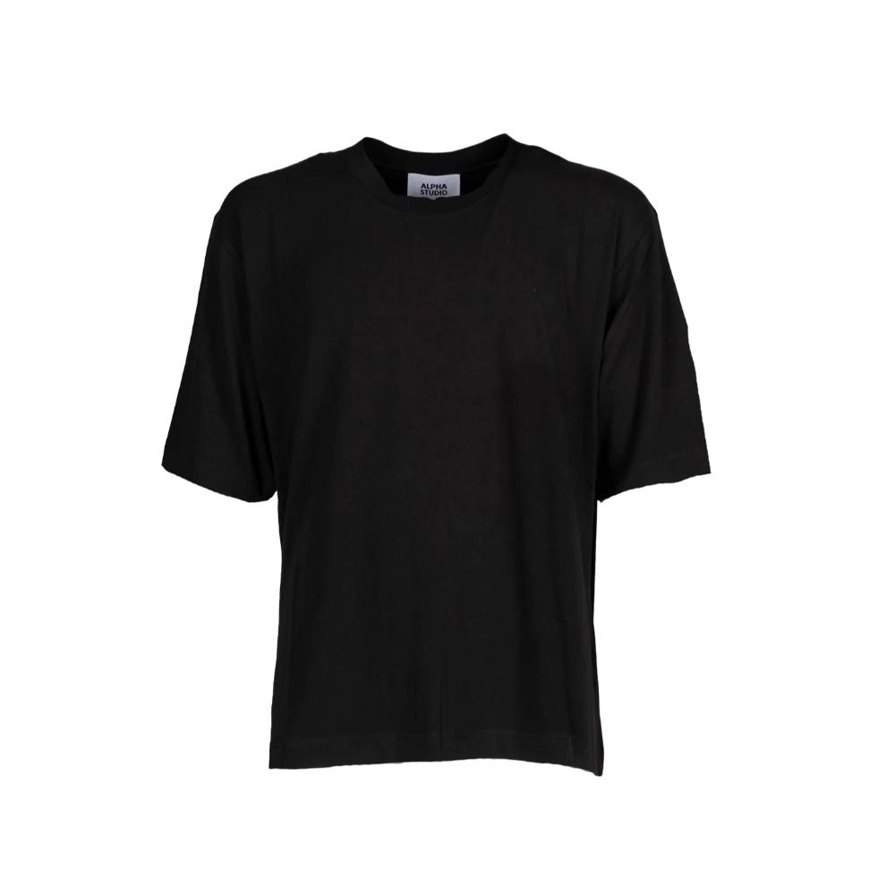 Alpha Studio Black Cotton T-Shirt - Essential Casual Wear