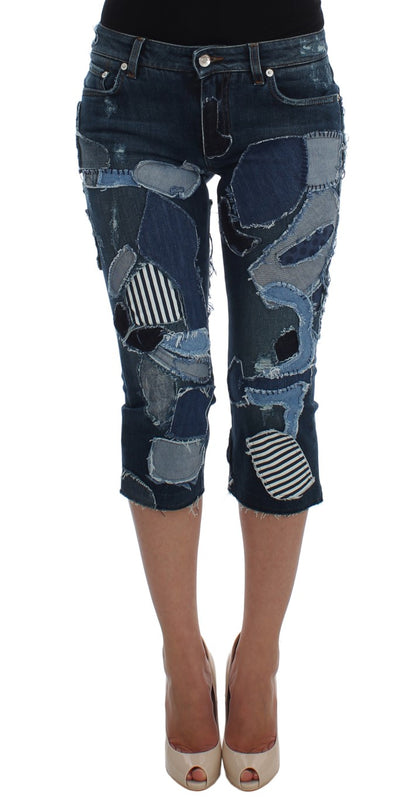  - Chic Blue Patchwork Denim Shorts