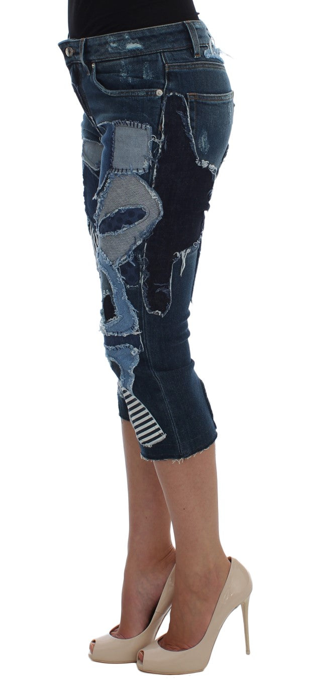  - Chic Blue Patchwork Denim Shorts