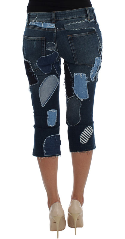  - Chic Blue Patchwork Denim Shorts