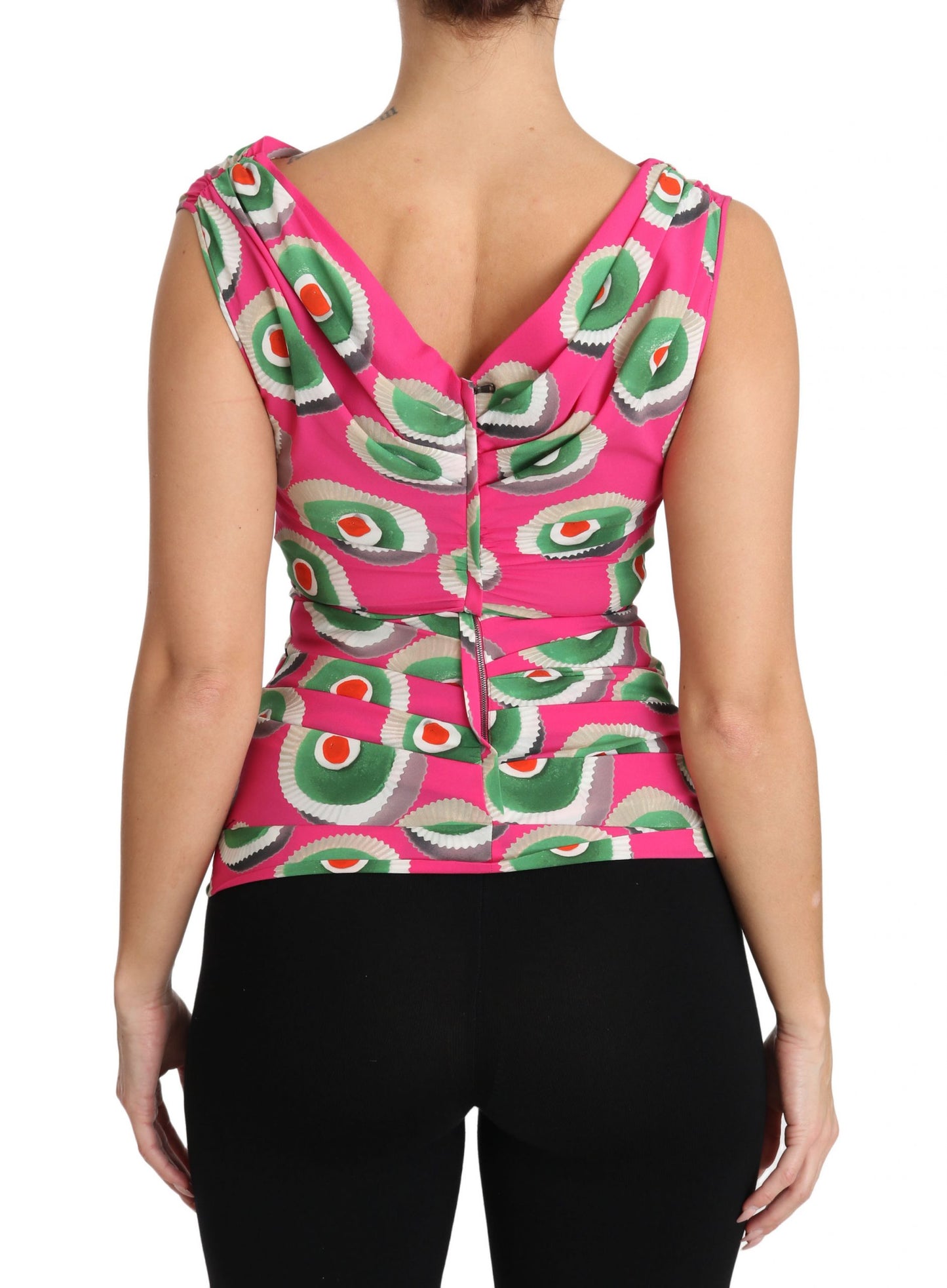  - Sicilian Cake Print Sleeveless Silk Top