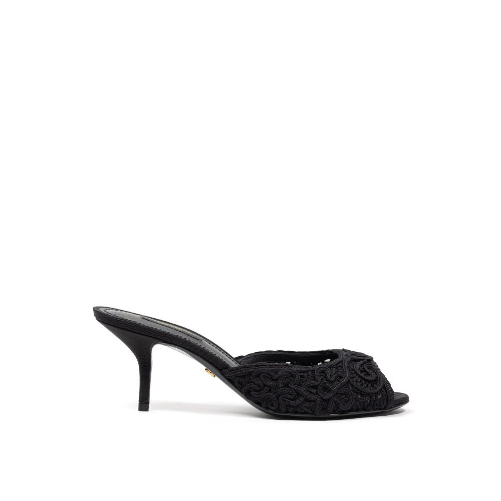 Dolce & Gabbana Cordonet Embroidery Heel Slipper Mules