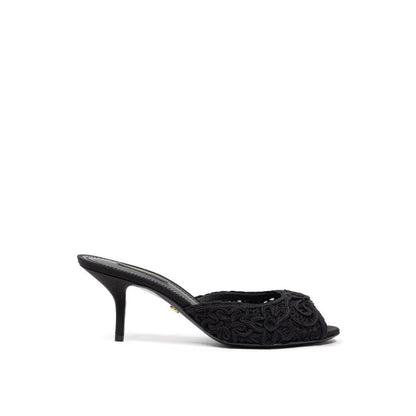 Dolce & Gabbana Cordonet Embroidery Heel Slipper Mules