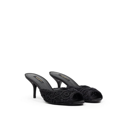 Dolce & Gabbana Cordonet Embroidery Heel Slipper Mules