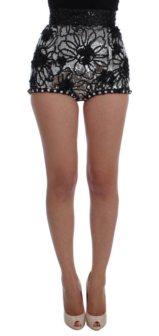  - Sequined High Waist Designer Mini Shorts