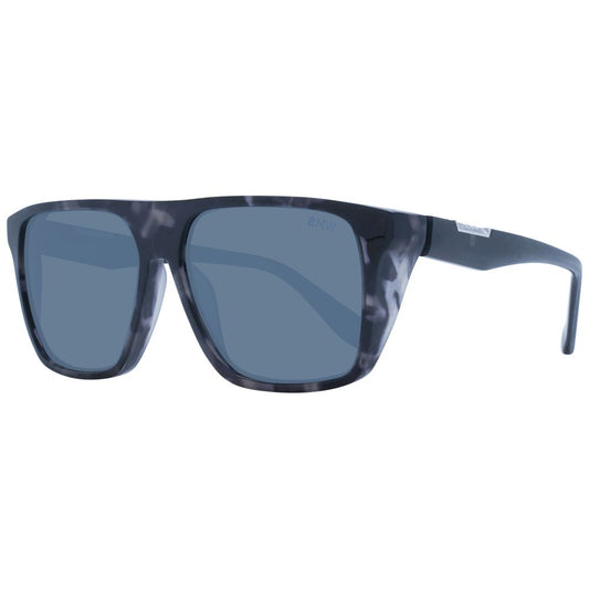 BMW Gray Men’s Sunglasses – Sleek Grey Square Frame with Mirrored Lenses, 57mm