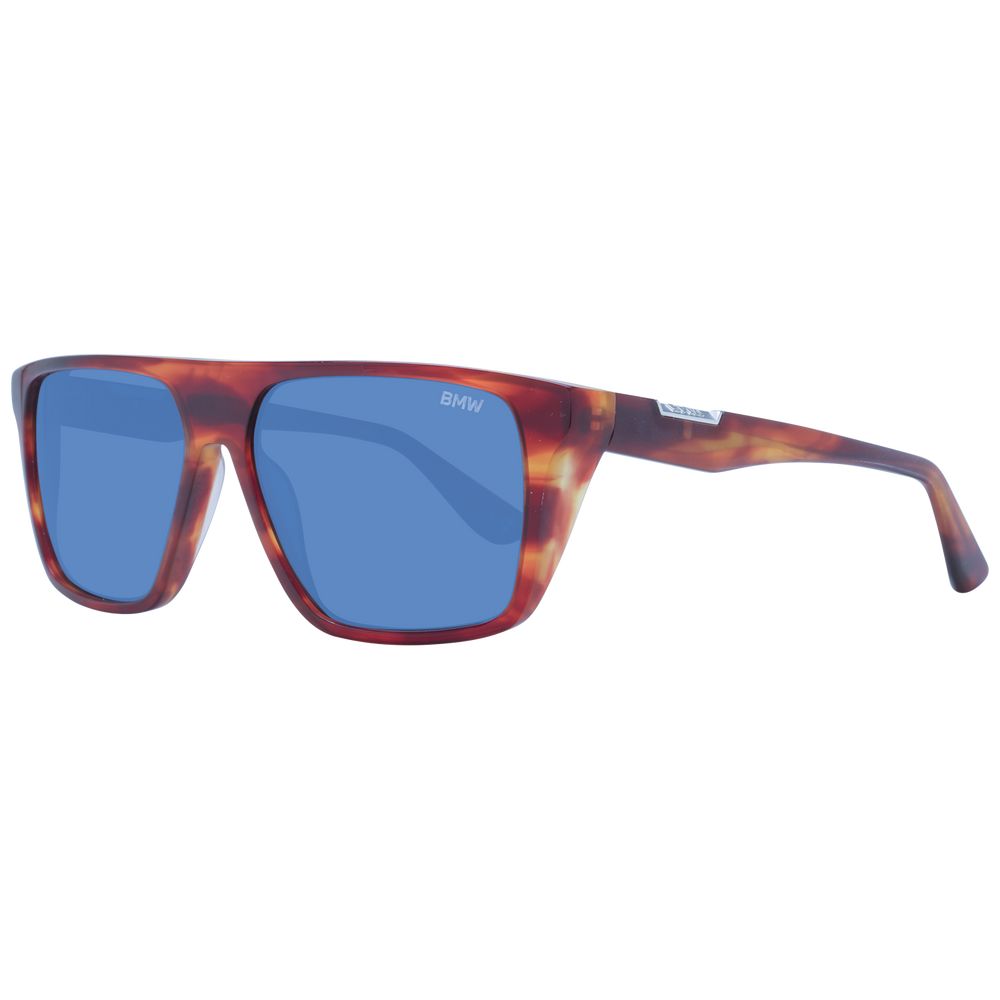 BMW Brown Men’s Sunglasses – Square Frame with Blue Lenses, 57mm