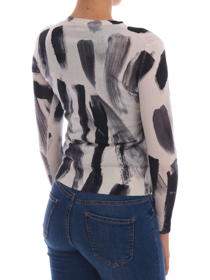  - Elegant Silk Stroke-Pattern Sweater