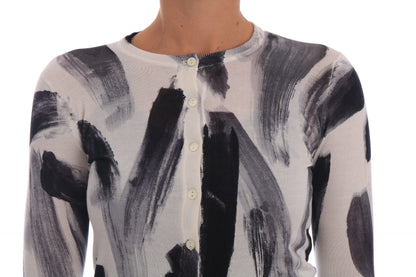  - Elegant Silk Stroke-Pattern Sweater