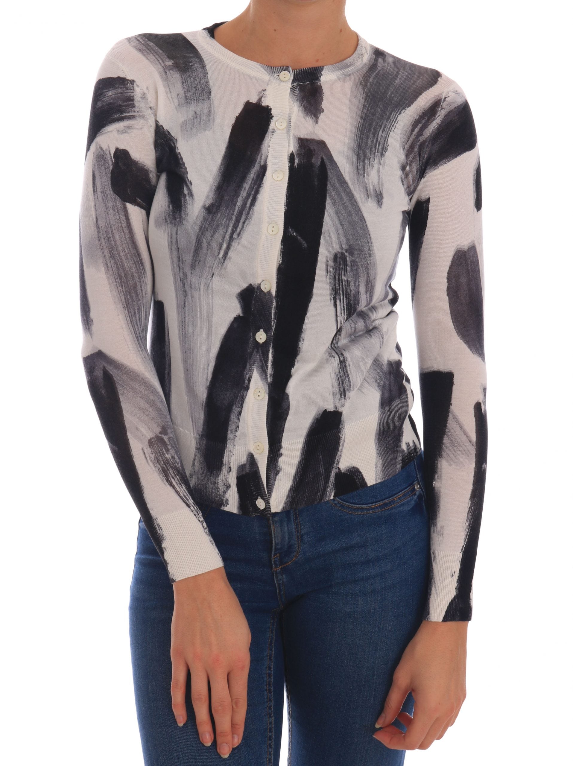 Elegant Silk Stroke-Pattern Sweater by Dolce & Gabbana