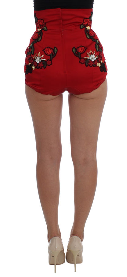  - Ravishing Red Silk Embroidered Shorts