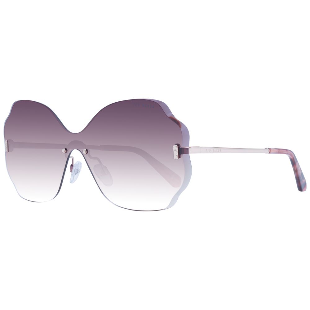 Ted Baker Women’s Sunglasses – Rose Gold Rimless Frame with Burgundy Gradient Lenses, 142mm
