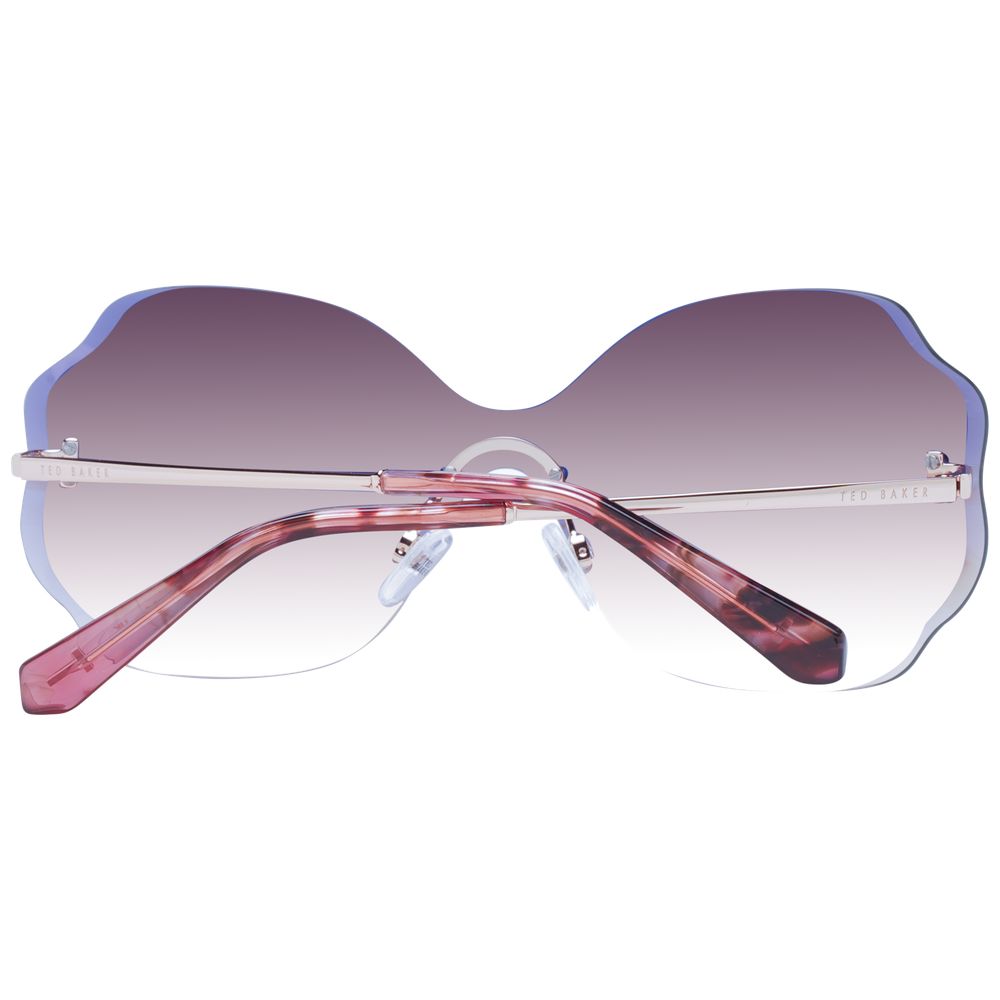 Ted Baker Women’s Sunglasses – Rose Gold Rimless Frame with Burgundy Gradient Lenses, 142mm