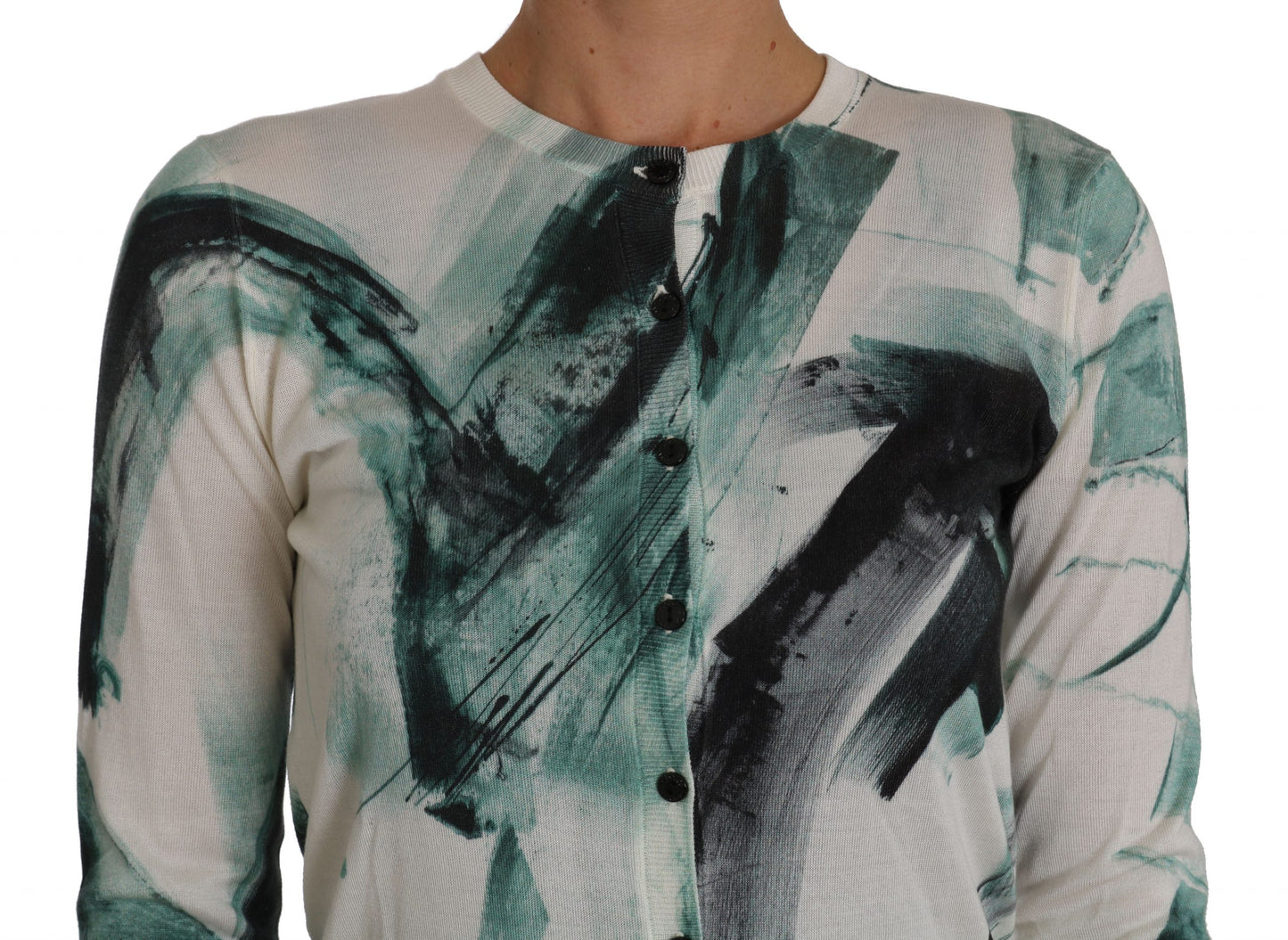  - Elegant White Silk Lightweight Cardigan