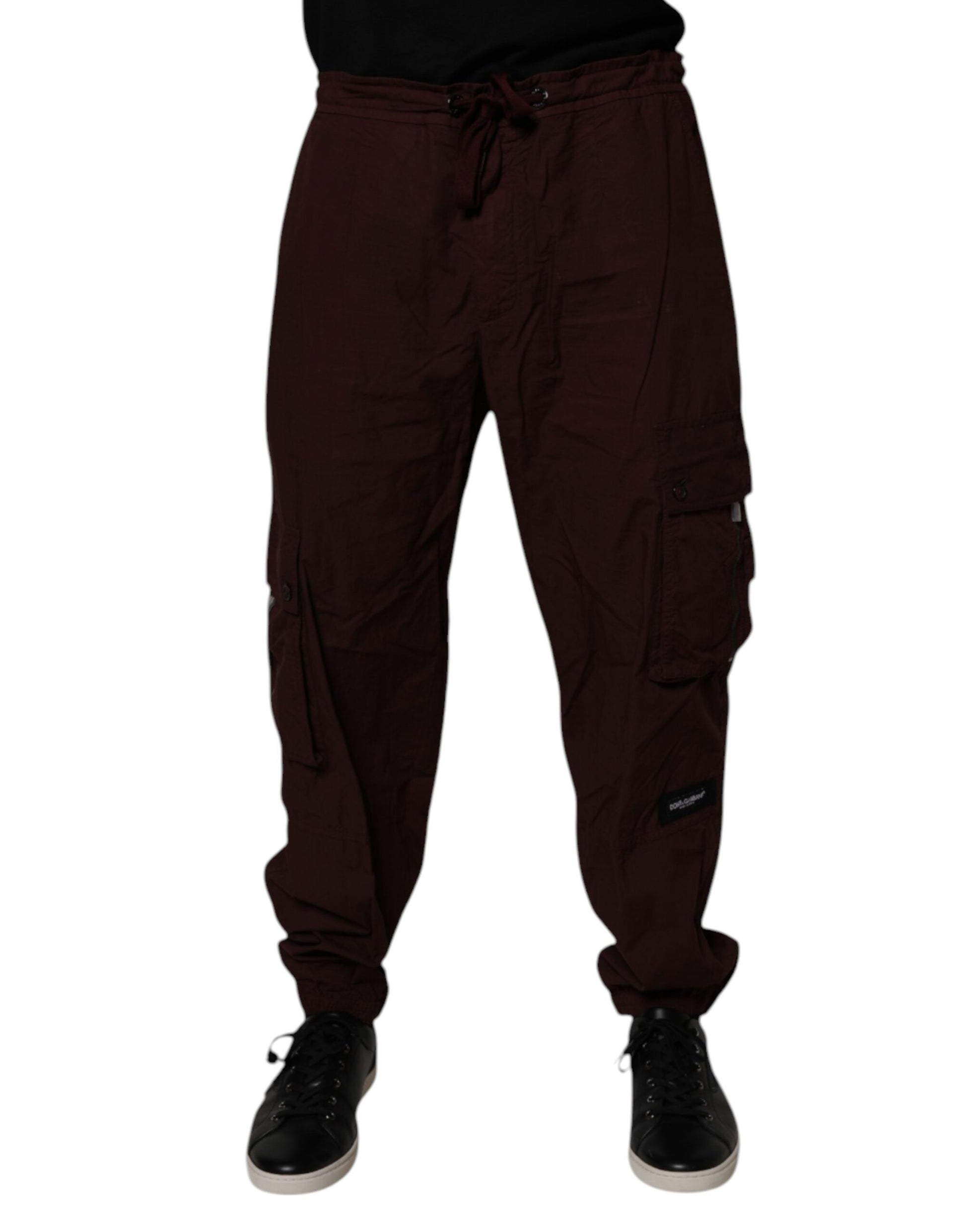 Dolce & Gabbana Maroon Cotton Cargo Jogger Sweatpants