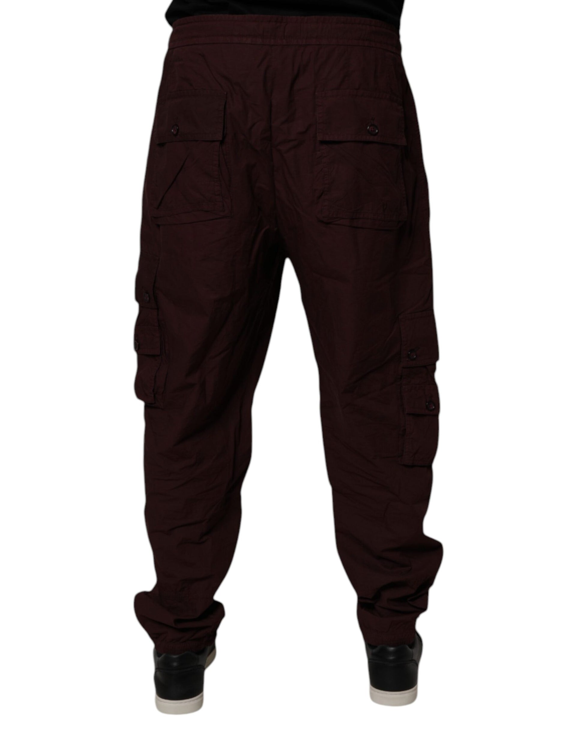 Dolce & Gabbana Maroon Cotton Cargo Jogger Sweatpants