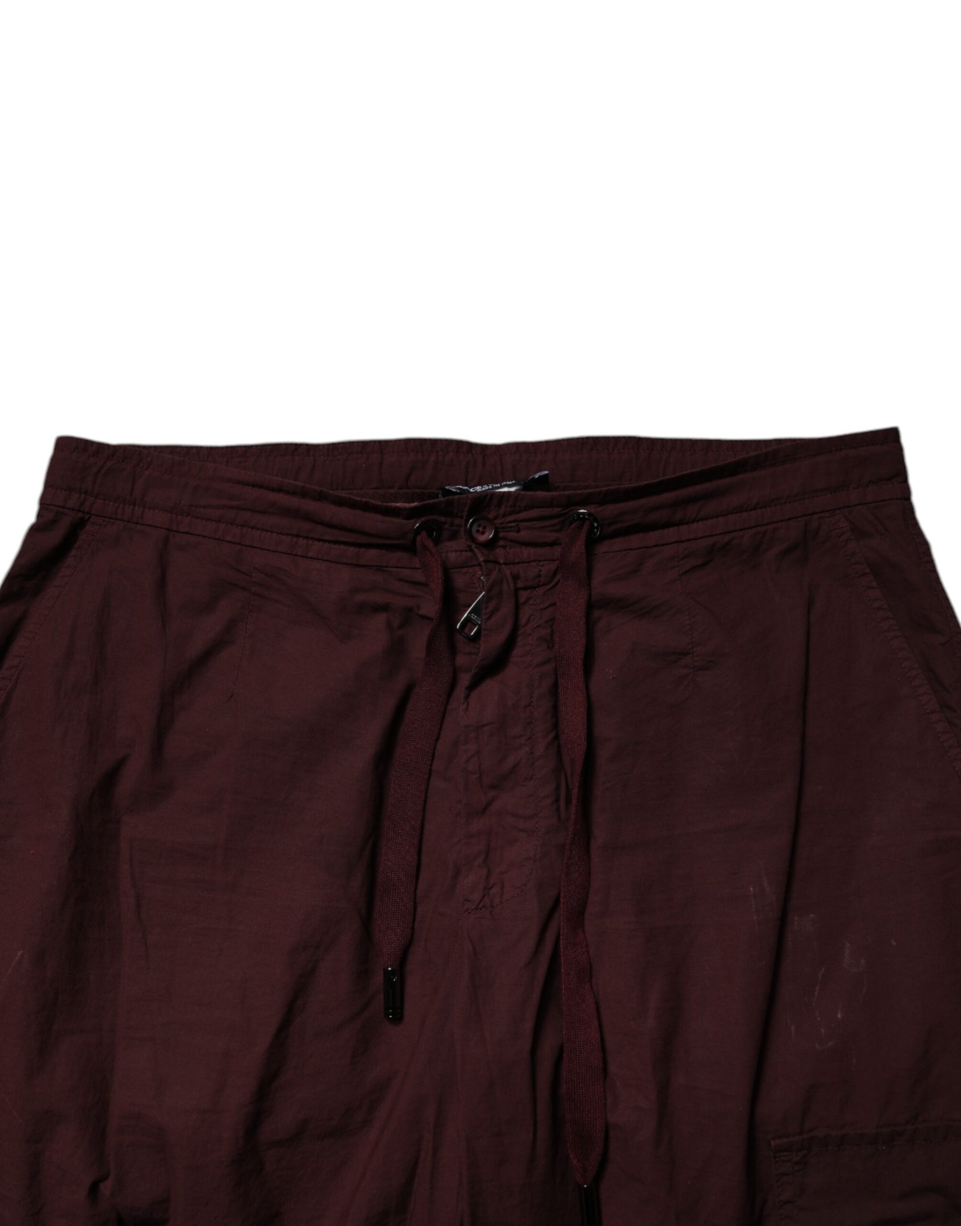 Dolce & Gabbana Maroon Cotton Cargo Jogger Sweatpants