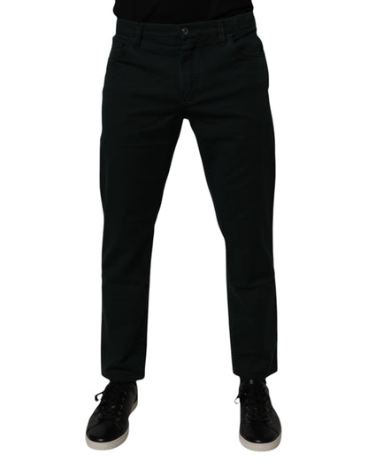 Dolce & Gabbana Dark Green Cotton Loose Skinny Men's Denim Jeans