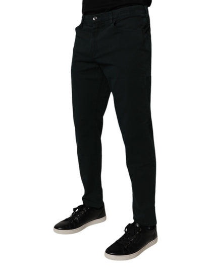 Dolce & Gabbana Dark Green Cotton Loose Skinny Men's Denim Jeans
