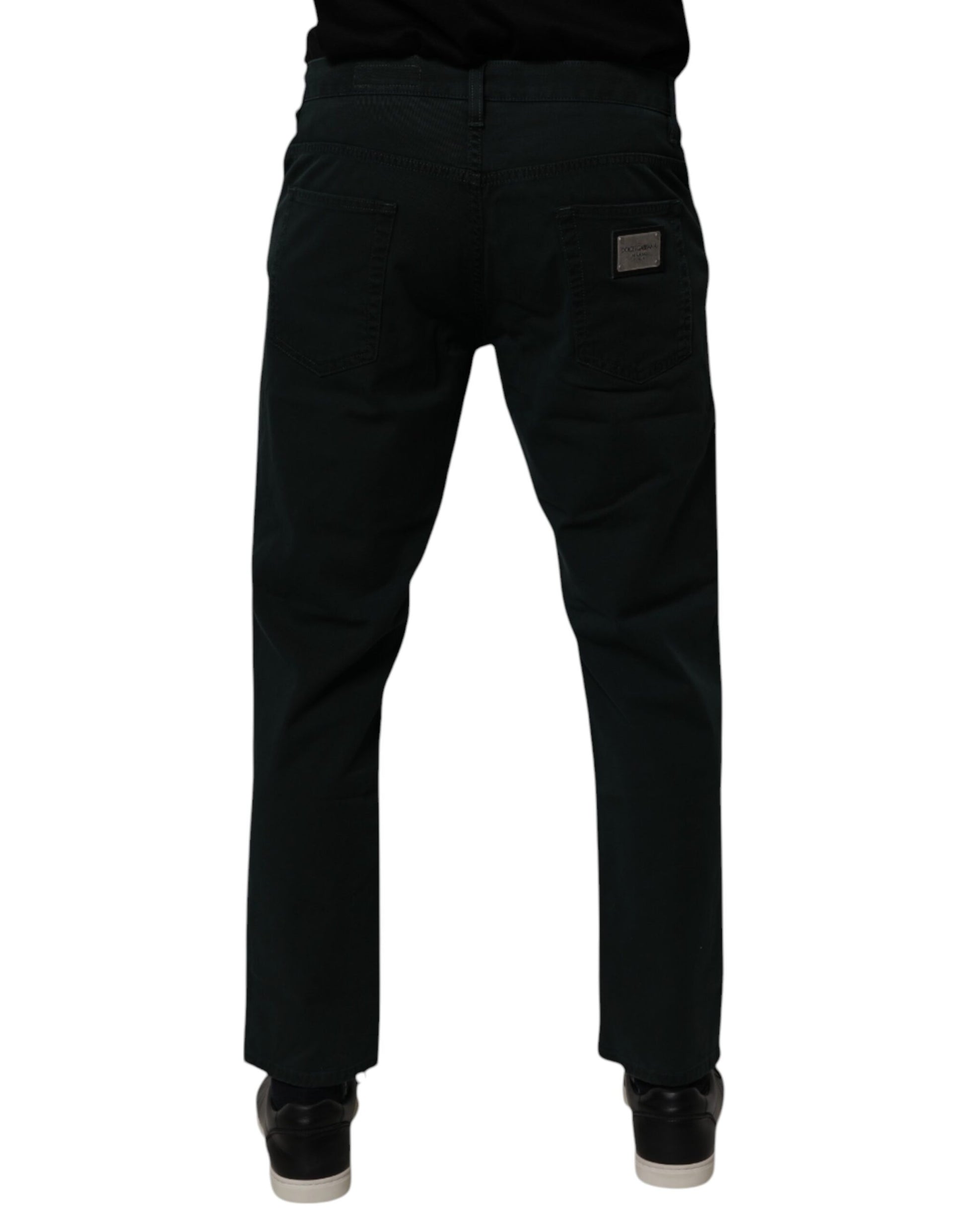 Dolce & Gabbana Dark Green Cotton Loose Skinny Men's Denim Jeans