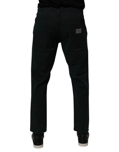 Dolce & Gabbana Dark Green Cotton Loose Skinny Men's Denim Jeans