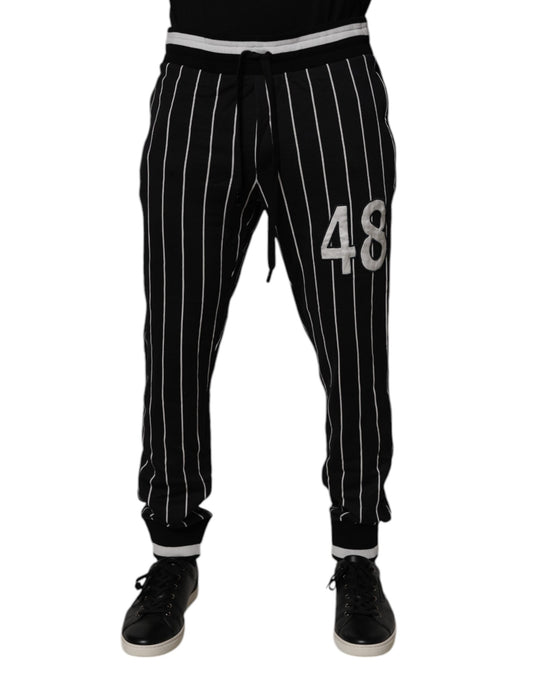 Dolce & Gabbana Black & White Stripes Jogger Sweatpants