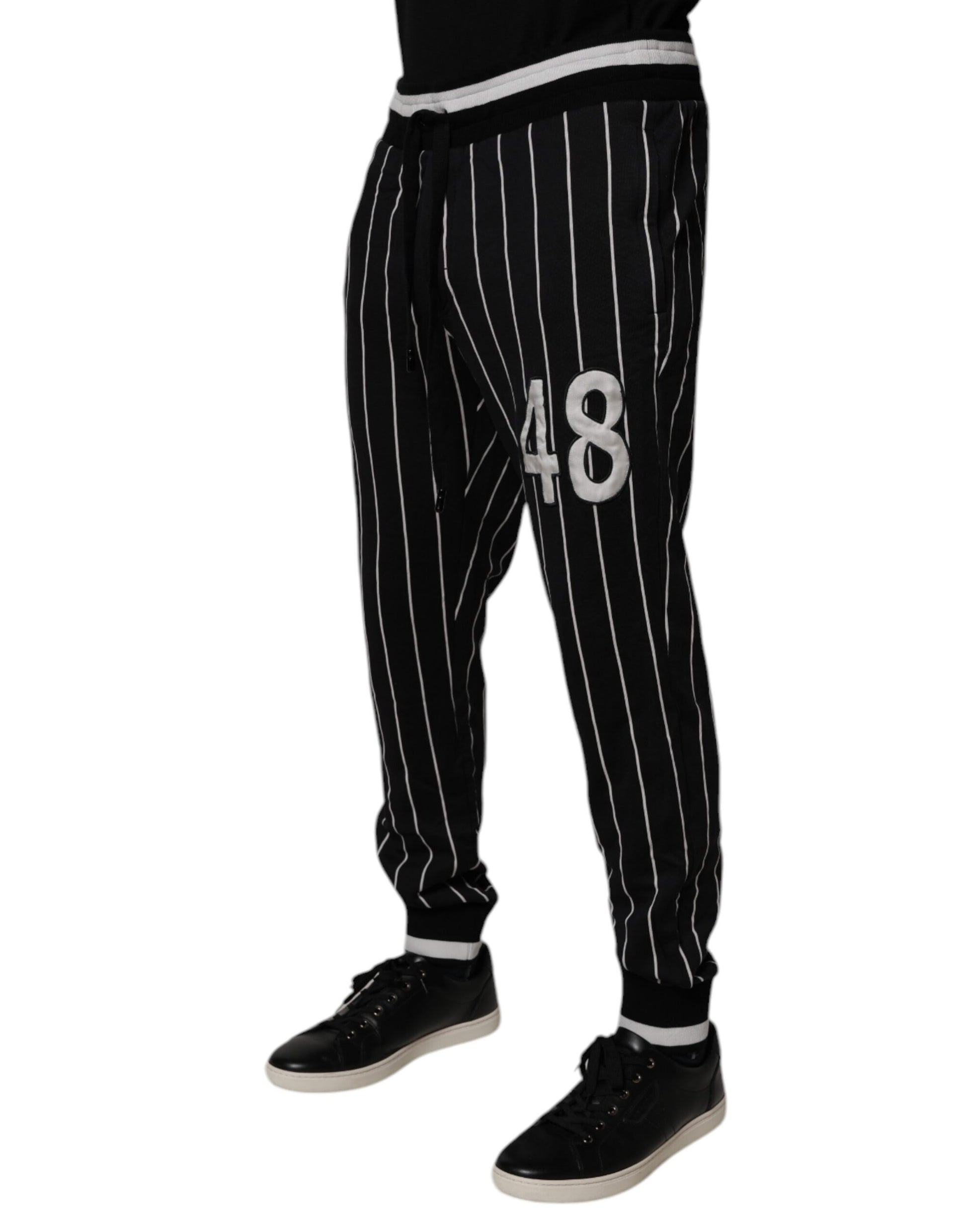 Dolce & Gabbana Black & White Stripes Jogger Sweatpants