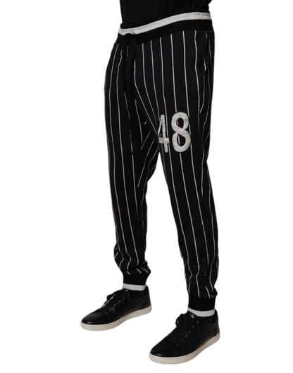 Dolce & Gabbana Black & White Stripes Jogger Sweatpants