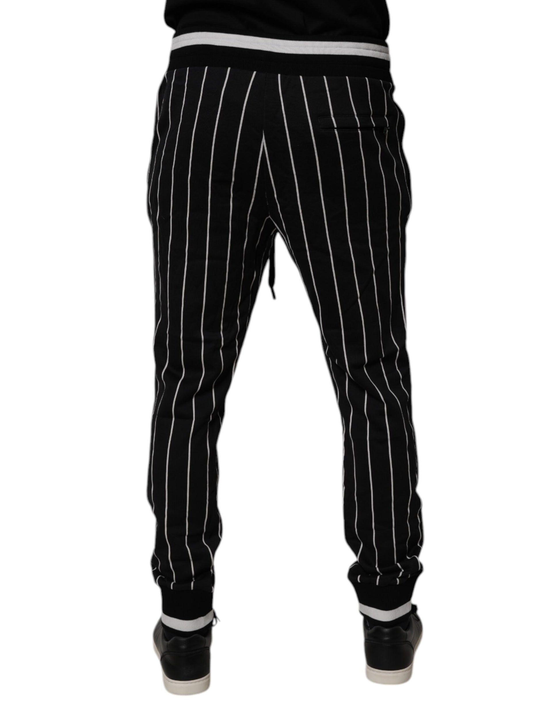 Dolce & Gabbana Black & White Stripes Jogger Sweatpants