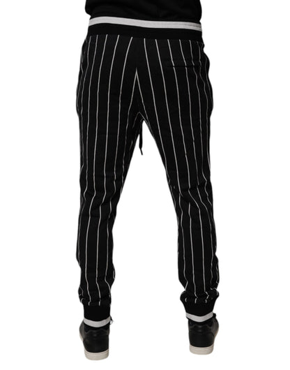 Dolce & Gabbana Black & White Stripes Jogger Sweatpants