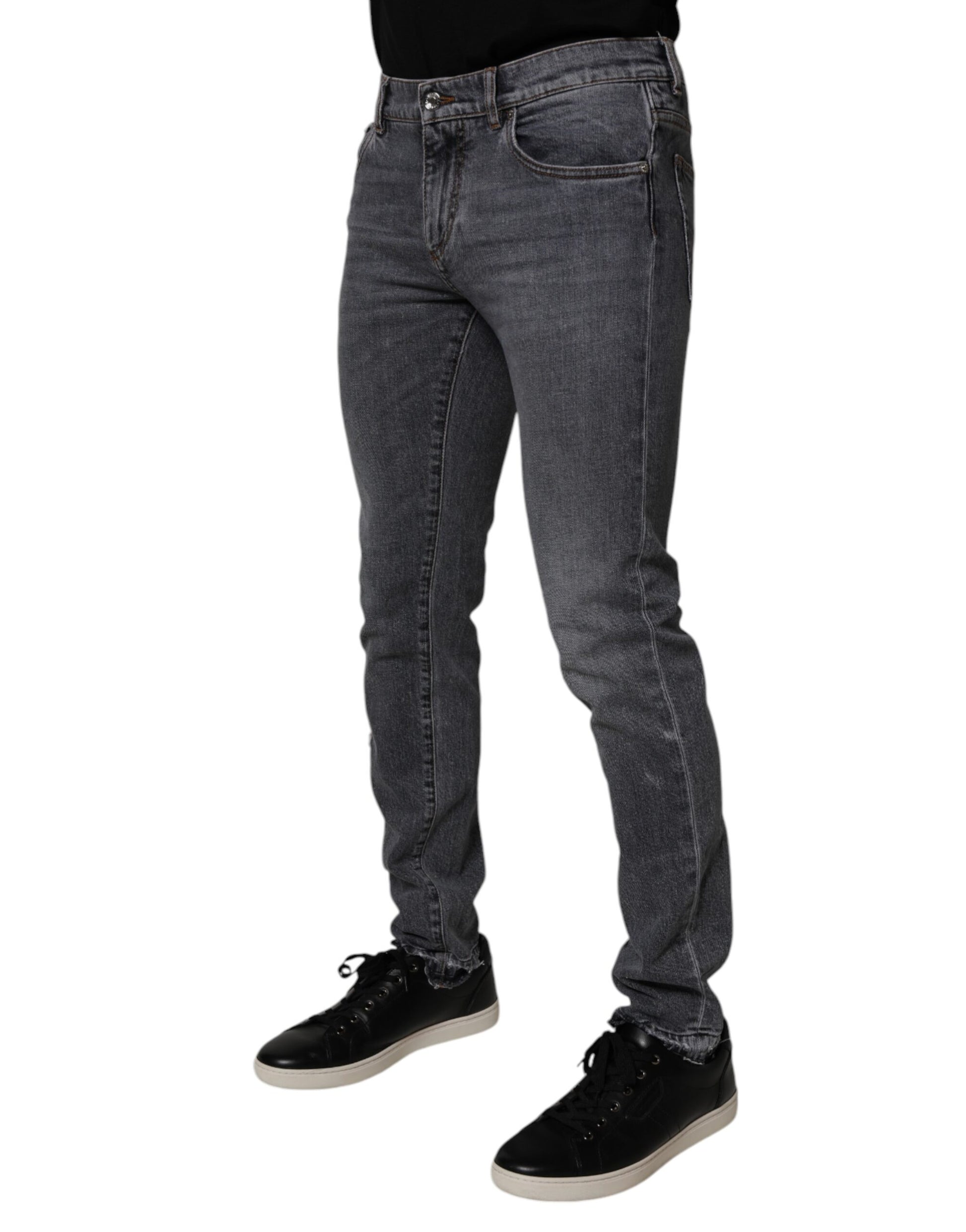 Dolce & Gabbana Dark Gray Cotton Stretch Skinny Denim Men's Jeans