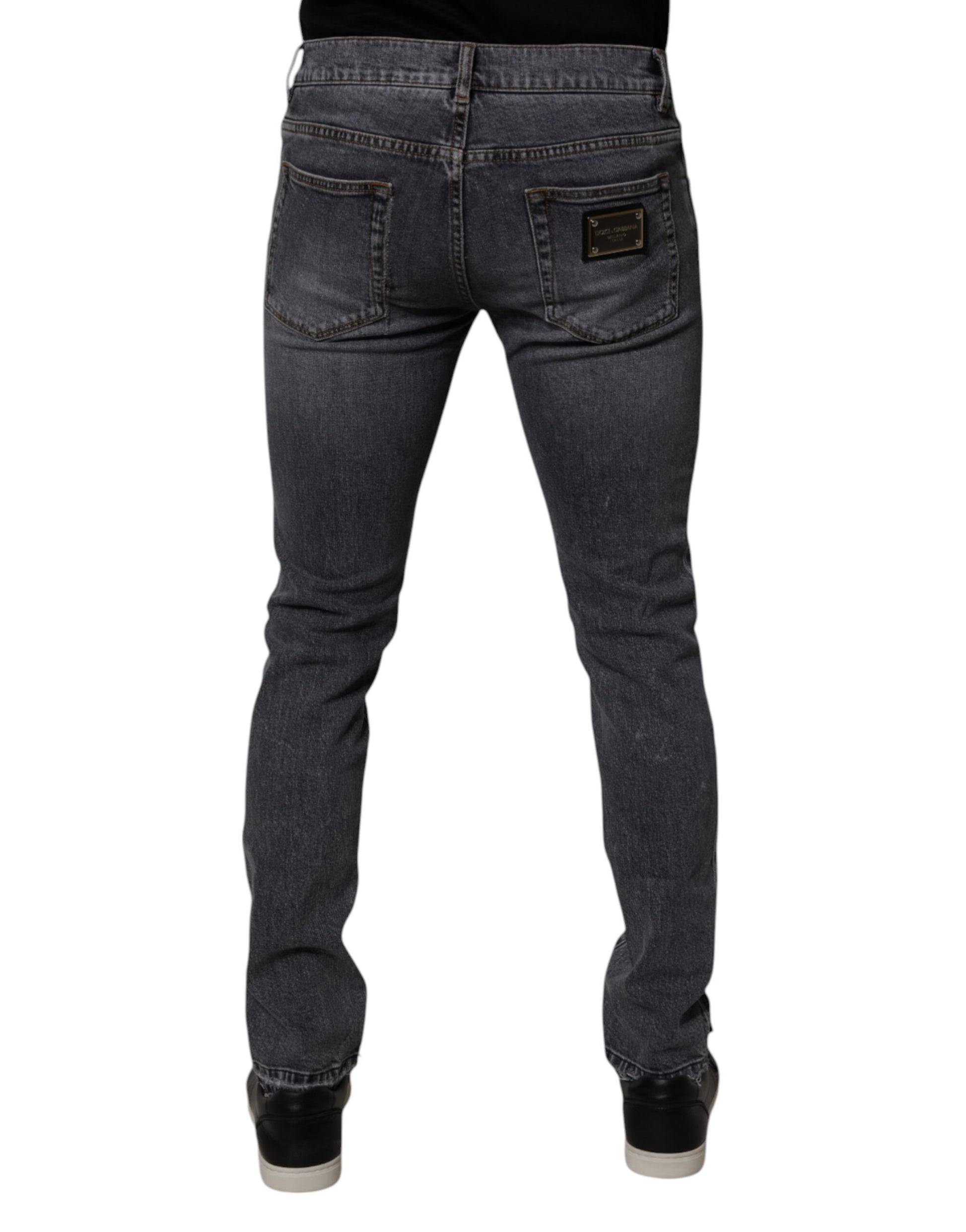 Dolce & Gabbana Dark Gray Cotton Stretch Skinny Denim Men's Jeans