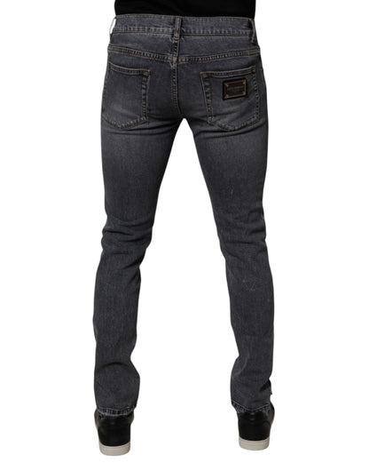 Dolce & Gabbana Dark Gray Cotton Stretch Skinny Denim Men's Jeans