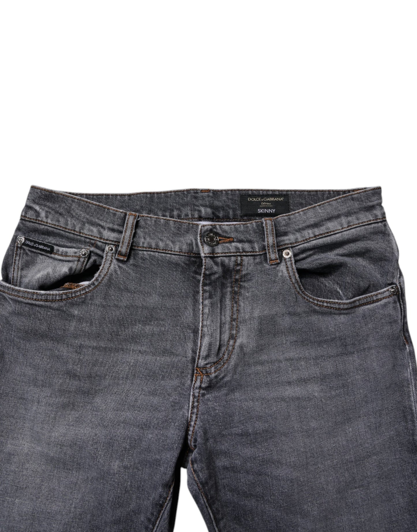 Dolce & Gabbana Dark Gray Cotton Stretch Skinny Denim Men's Jeans
