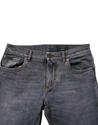 Dolce & Gabbana Dark Gray Cotton Stretch Skinny Denim Men's Jeans