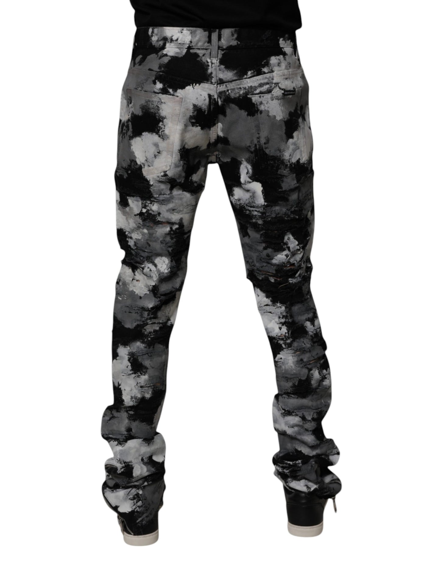Dolce & Gabbana Dark Camouflage Tattered Skinny Denim Jeans for Men