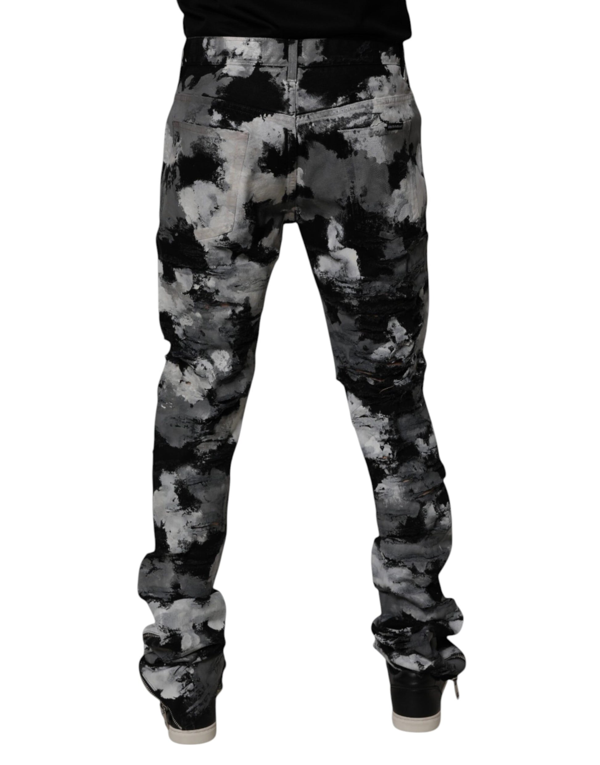Dolce & Gabbana Dark Camouflage Tattered Skinny Denim Jeans for Men