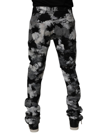 Dolce & Gabbana Dark Camouflage Tattered Skinny Denim Jeans for Men