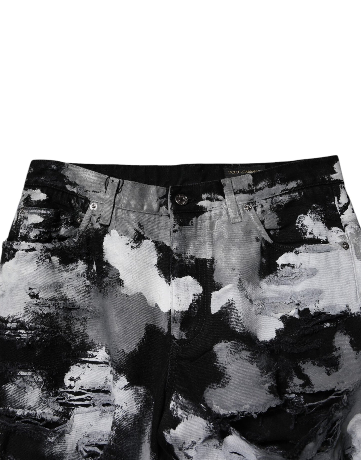 Dolce & Gabbana Dark Camouflage Tattered Skinny Denim Jeans for Men